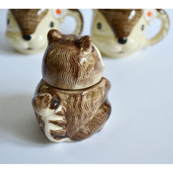 Enesco 1979 Japan Squirrel Chipmunk Anthropomorphic Mugs Creamer & Sugar Set - Picture 6 of 14